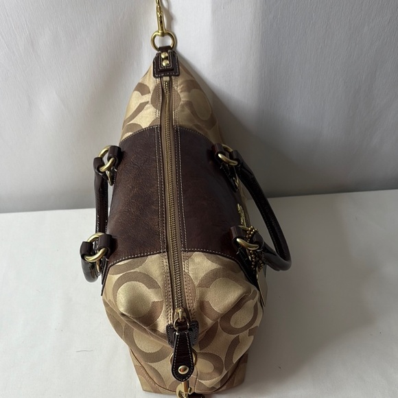 Coach Brown and Tan Satchel with Structured Design - Picture 10 of 16